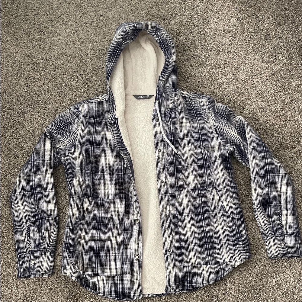 The North Face Navy and Cream Sherpa-Lined Jacket